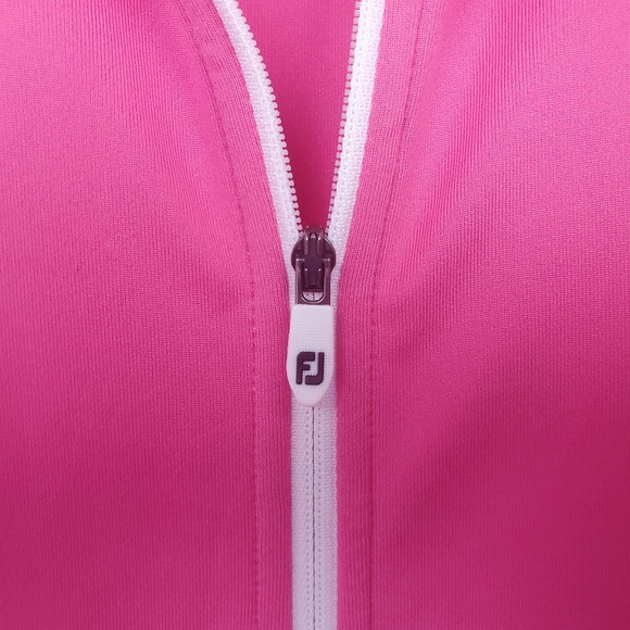 Footjoy Medium Hotpink White Full Zip Long Sleeve Performance Light Golf Jacket - Picture 8 of 16